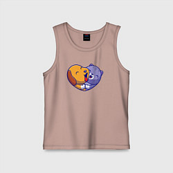 Майка детская хлопок Dog cat love, цвет: пыльно-розовый