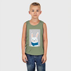 Майка детская хлопок Снежный кролик с шарфом, цвет: авокадо — фото 2