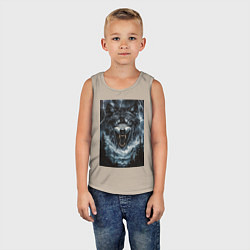 Майка детская хлопок Оскаленная морда волка, цвет: миндальный — фото 2