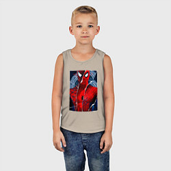 Майка детская хлопок Человек паук три паука, цвет: миндальный — фото 2