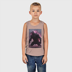 Майка детская хлопок Рев Годзиллы, цвет: пыльно-розовый — фото 2