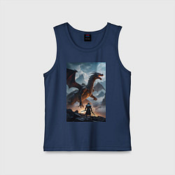 Майка детская хлопок Сражение с драконом, цвет: тёмно-синий