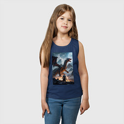 Майка детская хлопок Сражение с драконом, цвет: тёмно-синий — фото 2