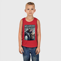 Майка детская хлопок Eddie and Venom - ai art fantasy, цвет: красный — фото 2