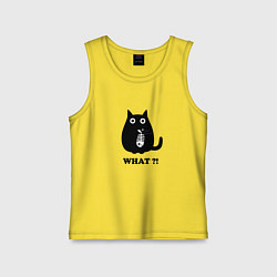 Майка детская хлопок Кот и скелет рыбы, цвет: желтый