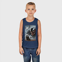 Майка детская хлопок Venom wants to move into a purebred cat, цвет: тёмно-синий — фото 2