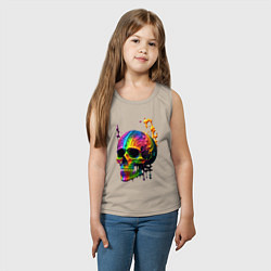 Майка детская хлопок Череп в краске, цвет: миндальный — фото 2