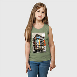 Майка детская хлопок Старая панелька, цвет: авокадо — фото 2