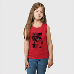 Майка детская хлопок Тревожный взгляд, цвет: красный — фото 2