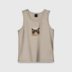 Майка детская хлопок Сердитая Кошка для пары, цвет: миндальный