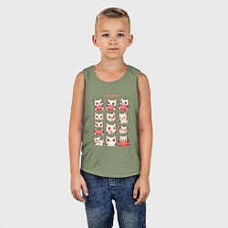 Майка детская хлопок Котики влюблённые и сердечки, цвет: авокадо — фото 2