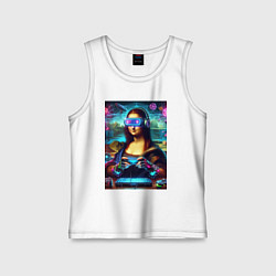 Майка детская хлопок Mona Lisa is an avid gamer - cyberpunk, цвет: белый