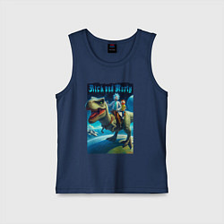 Майка детская хлопок Рик и Морти верхом на тираннозавре, цвет: тёмно-синий