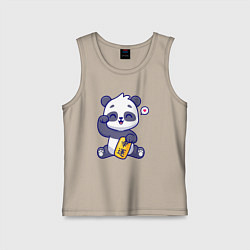 Майка детская хлопок Cute panda, цвет: миндальный