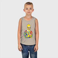 Майка детская хлопок Красочный Гомер, цвет: миндальный — фото 2