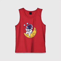 Майка детская хлопок Космонавт и мыльные пузыри, цвет: красный