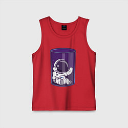 Майка детская хлопок Космонавтик в стакане, цвет: красный