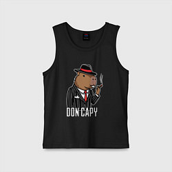 Майка детская хлопок Дон капибара, цвет: черный