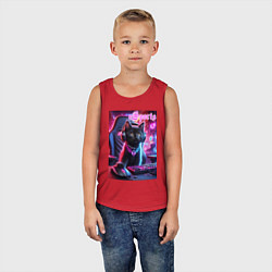 Майка детская хлопок Чёрный котёнок - киберспорт, цвет: красный — фото 2