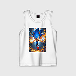 Майка детская хлопок Соник огненные кулаки, цвет: белый