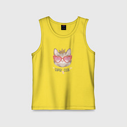 Майка детская хлопок Кошка принцесса в розовых очках super cool, цвет: желтый