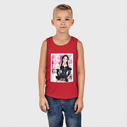 Майка детская хлопок Blackpink - Jennie, цвет: красный — фото 2