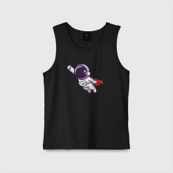 Майка детская хлопок Космонавт супермен, цвет: черный