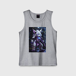 Майка детская хлопок Киборг лиса с неоновой подсветкой, цвет: меланж