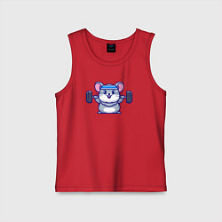 Майка детская хлопок Мышонок со штангой, цвет: красный