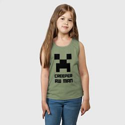 Майка детская хлопок Creeper Aw Man, Майнкрафт мем, цвет: авокадо — фото 2