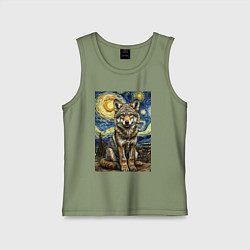 Майка детская хлопок Волчонок Ван Гог, цвет: авокадо