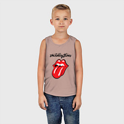 Майка детская хлопок Rolling Stones - logo, цвет: пыльно-розовый — фото 2