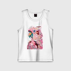 Майка детская хлопок Розовый попугай, цвет: белый