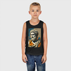 Майка детская хлопок Античная статуя в теплых тонах, цвет: черный — фото 2