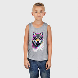 Майка детская хлопок Волчья морда - нейроарт, цвет: меланж — фото 2
