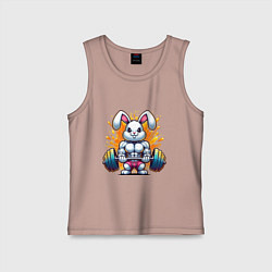 Майка детская хлопок Gym bunny barbell, цвет: пыльно-розовый