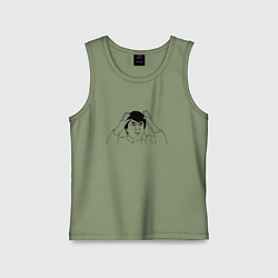 Майка детская хлопок Джеки Чан мем, цвет: авокадо
