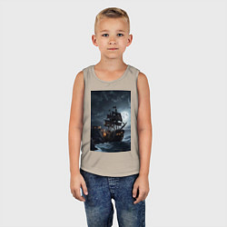 Майка детская хлопок Пиратский корабль в шторм, цвет: миндальный — фото 2