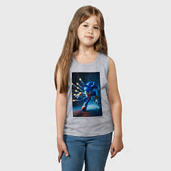 Майка детская хлопок Соник убегает от ракет, цвет: меланж — фото 2