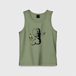 Майка детская хлопок Червяк с бананом, цвет: авокадо