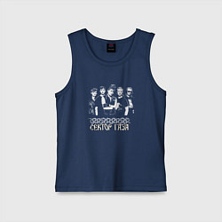 Майка детская хлопок Сектор газа пиксельный белый портрет, цвет: тёмно-синий