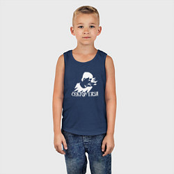 Майка детская хлопок Сектор газа белый трафарет, цвет: тёмно-синий — фото 2