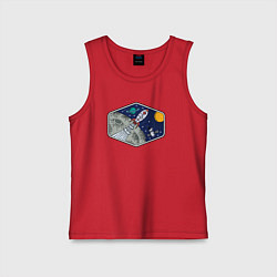 Майка детская хлопок Moon rocket, цвет: красный