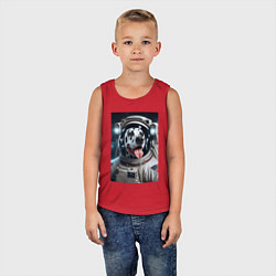 Майка детская хлопок Космонавт далматинец в скафандре - нейроарт, цвет: красный — фото 2