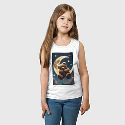 Майка детская хлопок Плюшевый мишка сидит на Луне, цвет: белый — фото 2