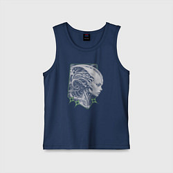 Майка детская хлопок Внеземная кибер-девушка, цвет: тёмно-синий