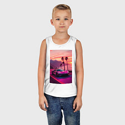 Майка детская хлопок Суперкар едет около океана, цвет: белый — фото 2