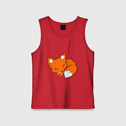Майка детская хлопок Спящий лисёнок, цвет: красный