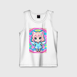 Майка детская хлопок Милая кошка в сарафане, цвет: белый