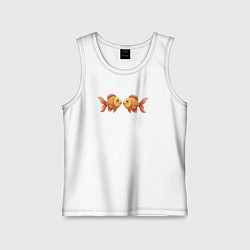 Майка детская хлопок Милые золотые рыбки, цвет: белый